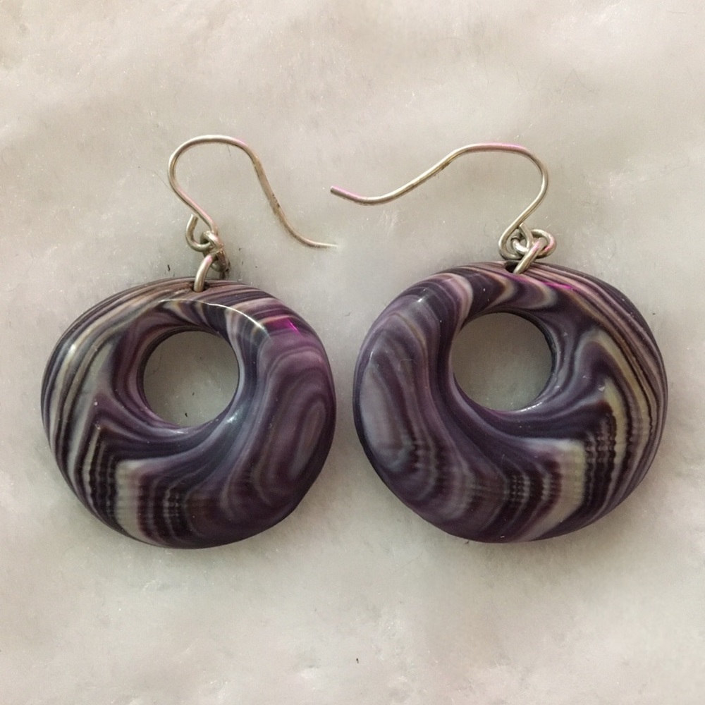 Purple Swirl Hoop Earrings